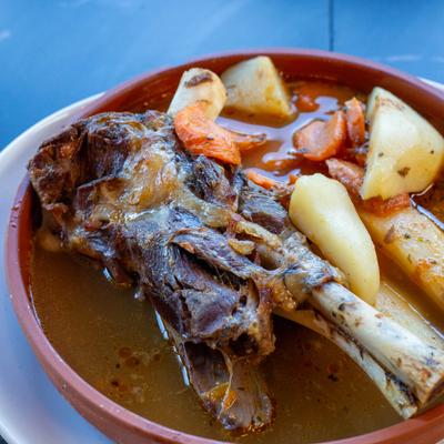 Lamb shank, closeup.
