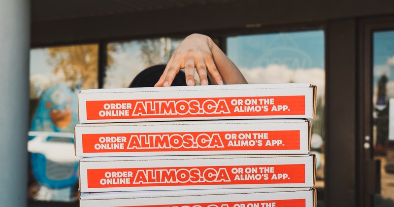 Stack of pizza boxes