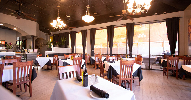 Interior, tables ready for guests