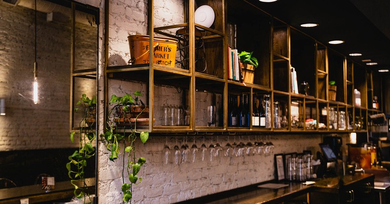 A bar area and food counter