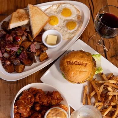 Assorted food dishes.