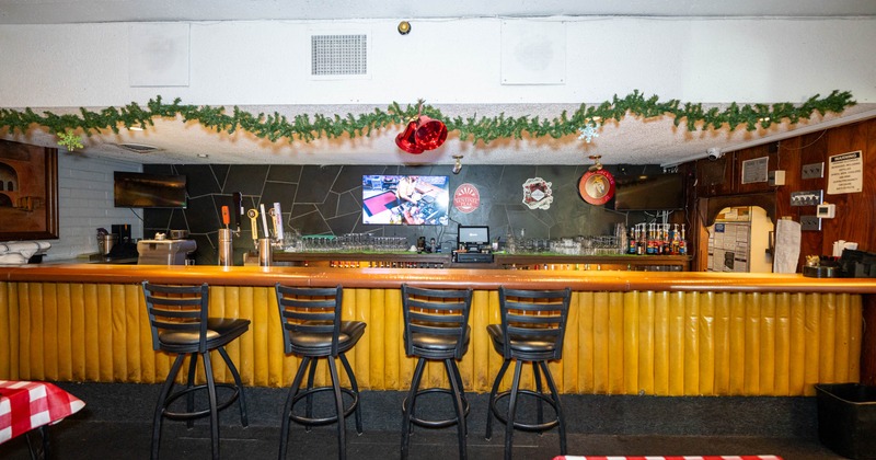 Interior, a bar with a bar stools