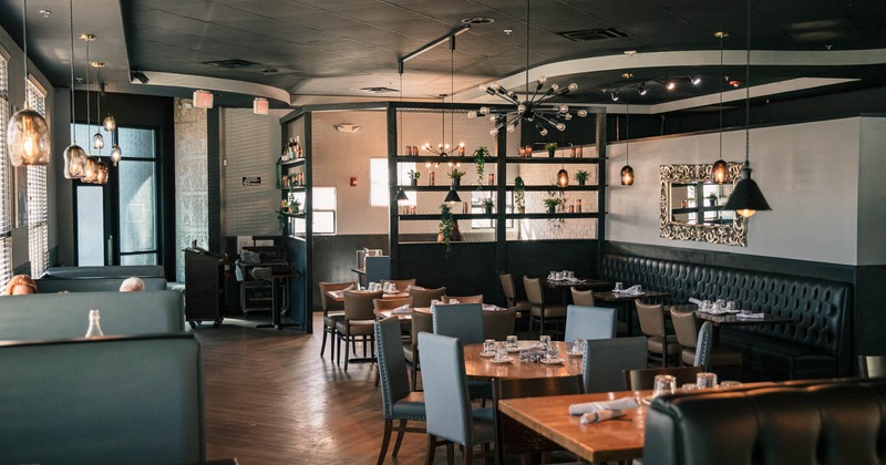 Dining area, tables ready for guests