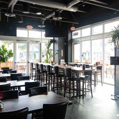 Interior, tables, chairs, windows.