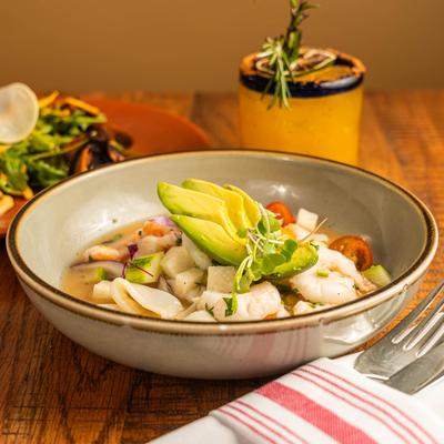 Ceviche of the Day with a Margarita.