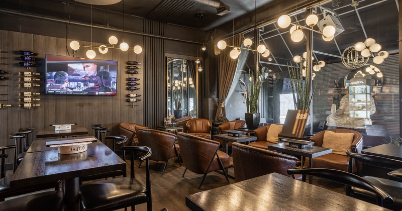 Interior, wide view, seating area