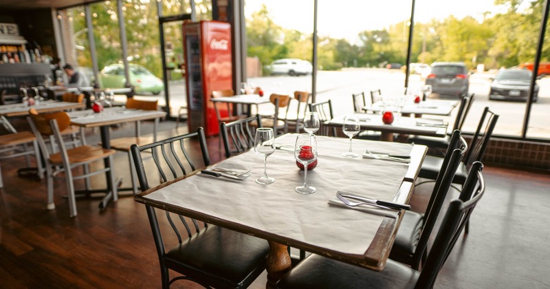 Interior, dining tables for four