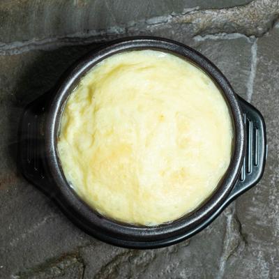 Steamed egg, overhead view.