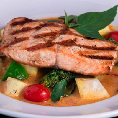 Salmon pineapple curry.