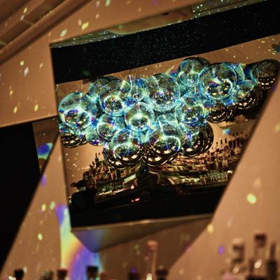 Decorative glass light installation.
