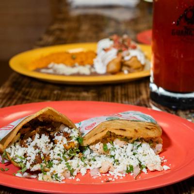 Thick corn tortillas filled with beans, onions, cilantro, and fresh cheese.