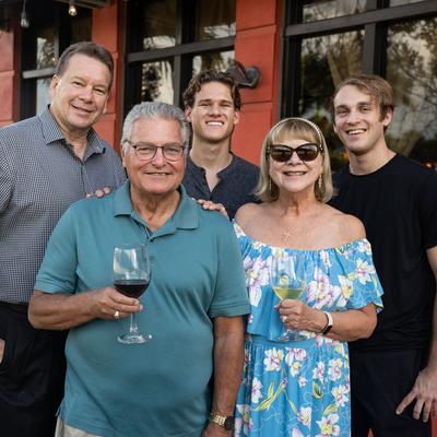 Restaurant team with friends