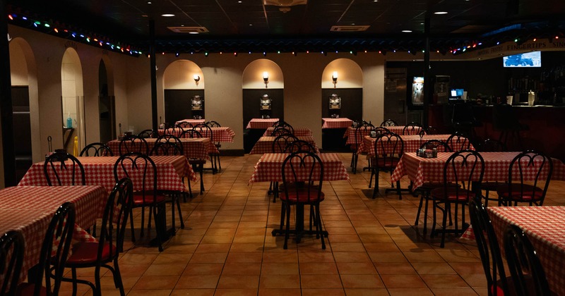 Interior, dining area with tables and chairs