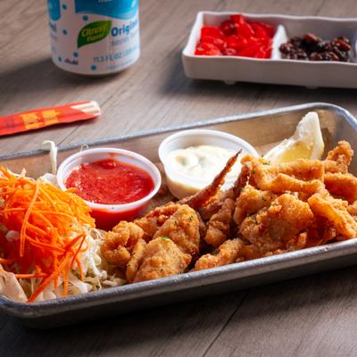 EFC Fried Calamari served with tartar and cocktail sauce.