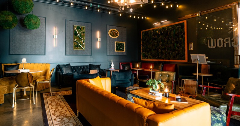 Interior, lounge area with sofas