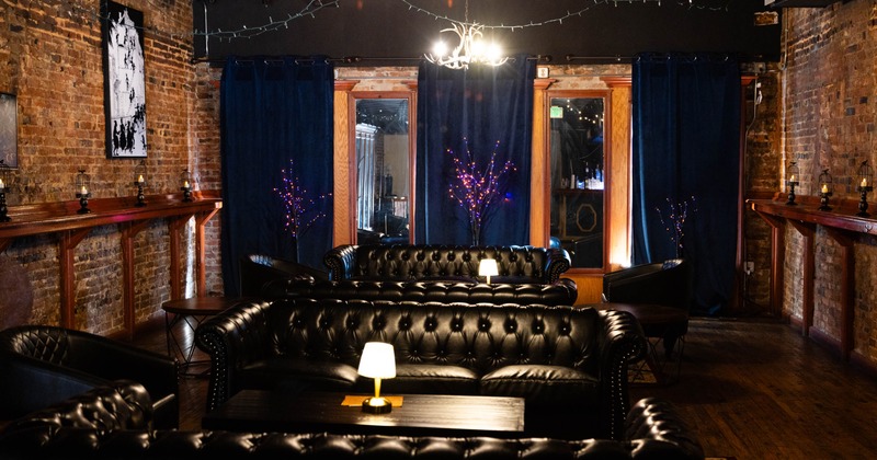 Black leather sofas