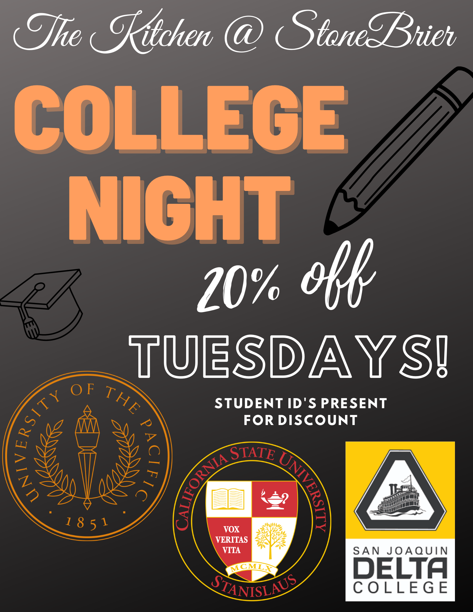 promotion for college students to bring ID to receive 20% off