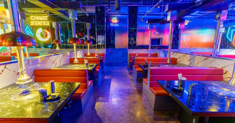 Dining area, dining booths ready for guests