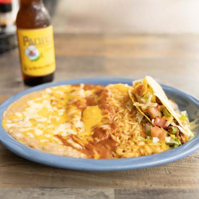 The enchilada and a taco meal.