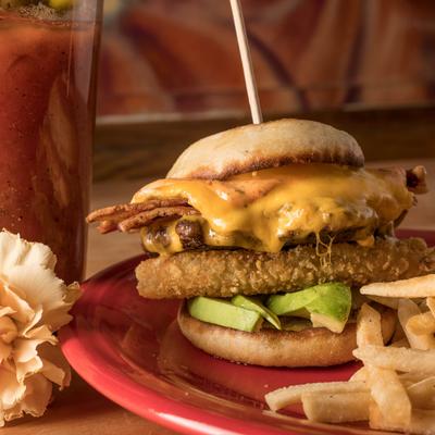 Fishburger and fries.