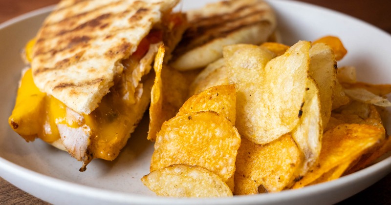 Skypond's Adventure panini served with chips