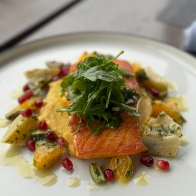 Atlantic Salmon - fava, citrus, arugula, pomegranate