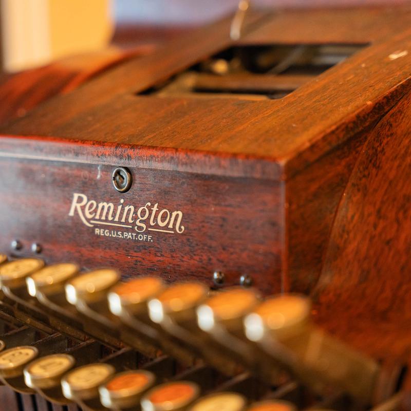 Wooden vintage cash register.