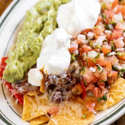 Nachos Grande, angled view.