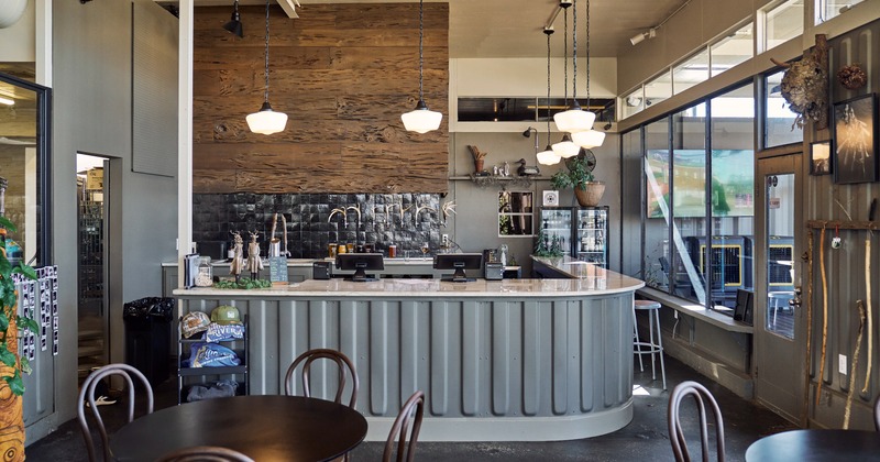 Interior, bar and diner area, tables, chairs