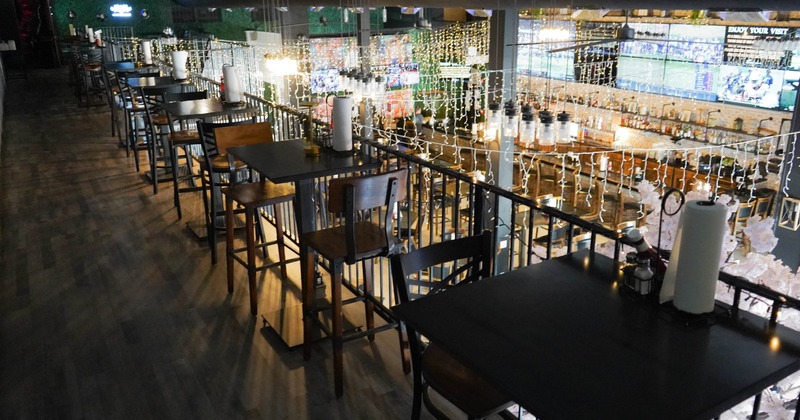 Interior, second floor, seating space