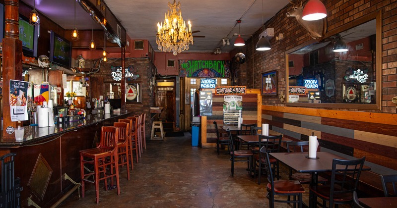 Interior, bar area and seating area