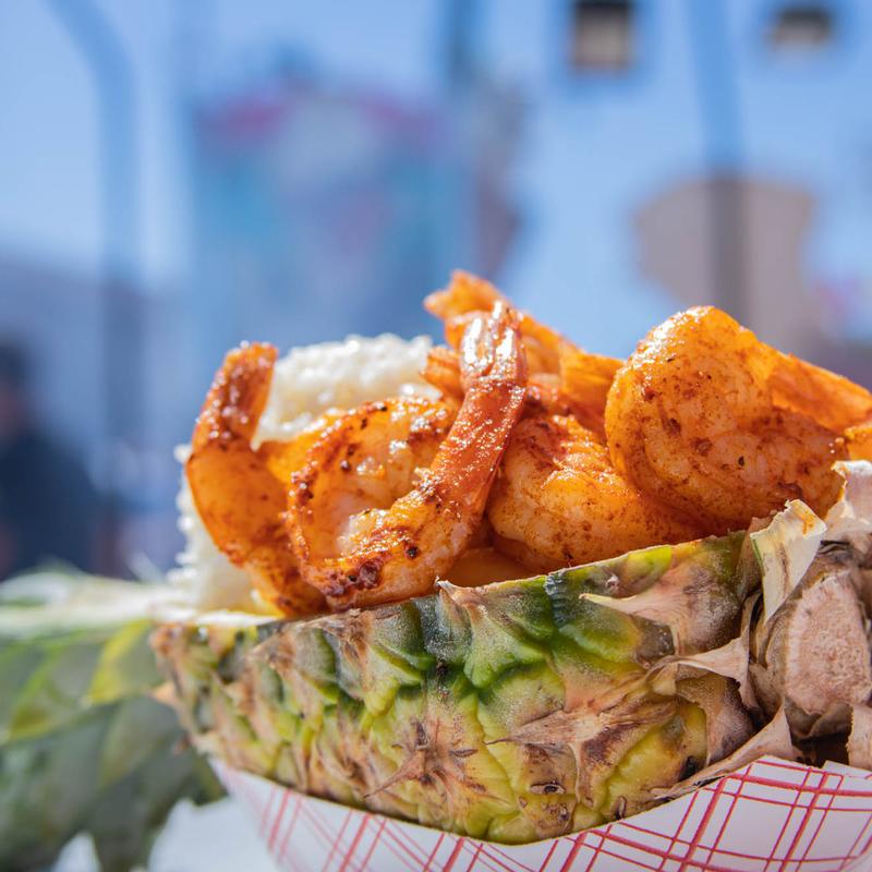 Naked Shrimp in a Pineapple Bowl photo