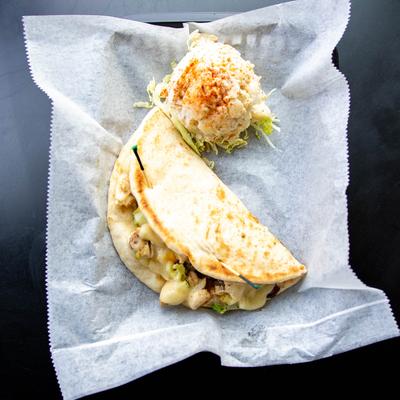 The chicken veggie pita, closeup.