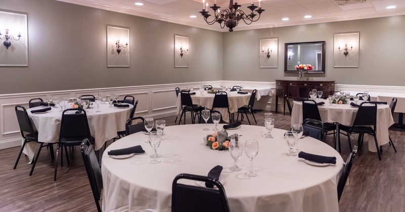 Private dining room with elegant set tables
