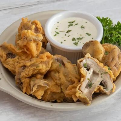 Breaded Mushrooms and dip.