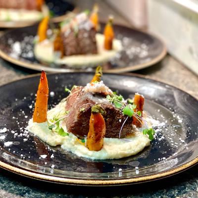 Dish served, ready for guests