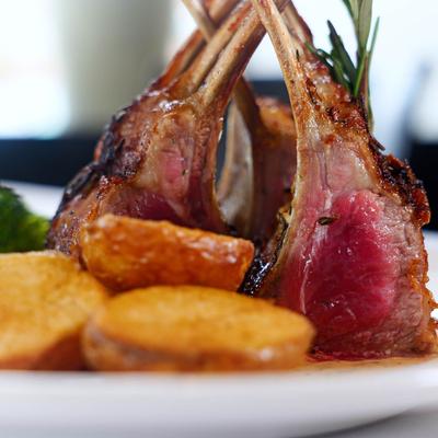 Rack of Lamb, with potatoes.