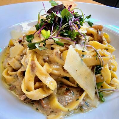 Creamy mushroom pasta.
