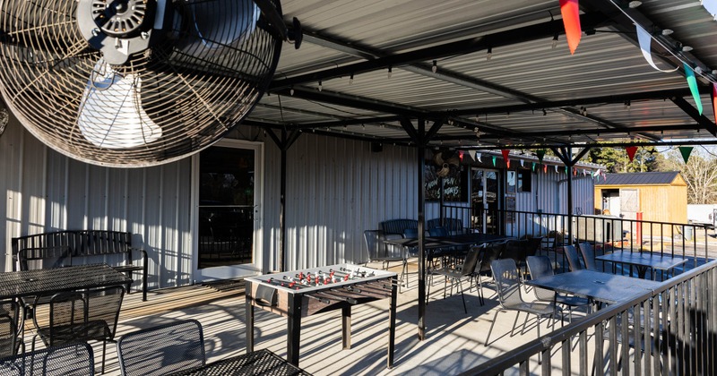 Exterior, patio, tables and chairs