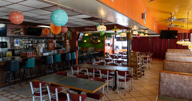 Interior, tables and chairs
