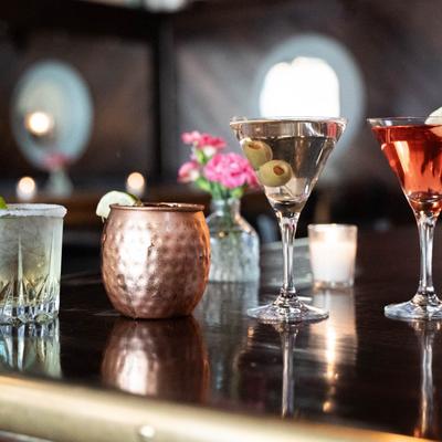 Served cocktails on the counter.