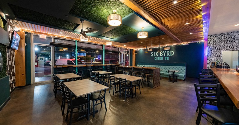 Interior, seating place between bar and windows