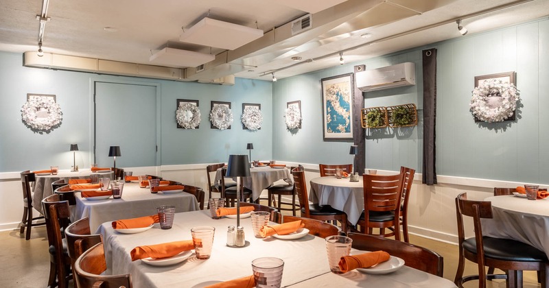 Interior, table ready for guests