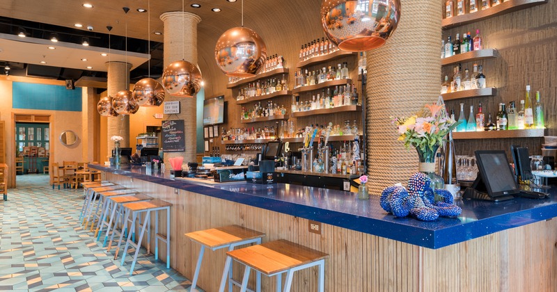 Interior, bar, chairs, drink rack