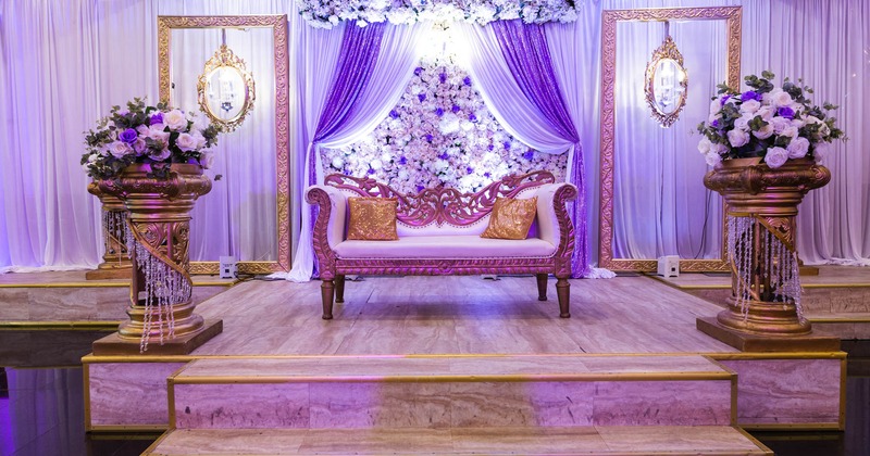 A sofa on a raised podium