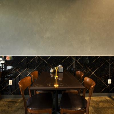 Dining table and chairs.