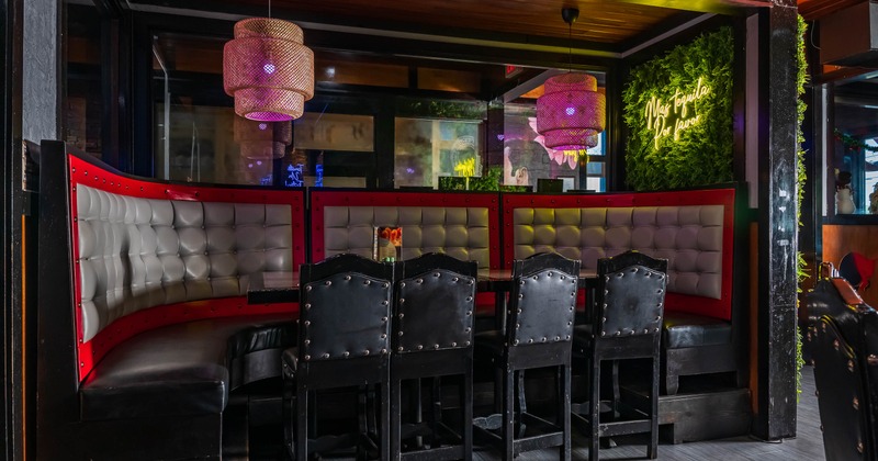 Interior, tables and chairs ready for guests