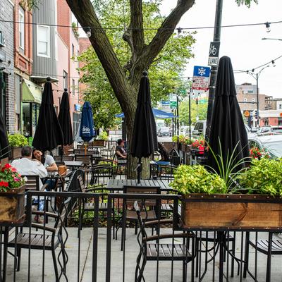 Outdoor seating space.