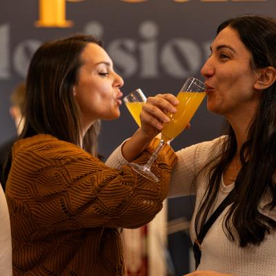 People drinking together.