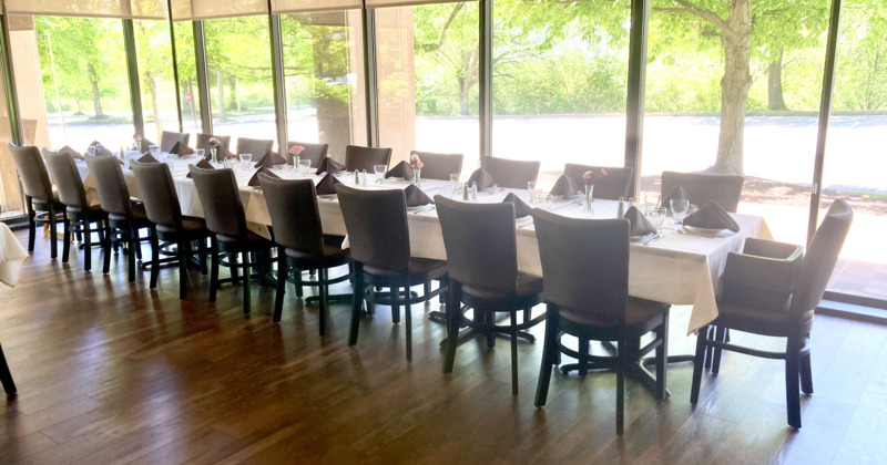 Interior, dining tables and seating